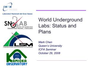World Underground Labs: Status and Plans