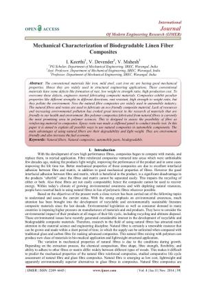 Mechanical Characterization of Biodegradable Linen Fiber Composites