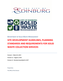 Site Development Guidelines, Planning Standards and Requirements for Solid Waste Collection Services
