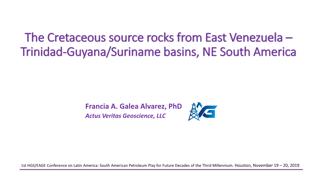 The Cretaceous Source Rocks from East Venezuela – Trinidad-Guyana/Suriname Basins, NE South America