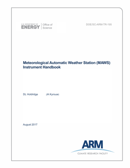 Meteorological Automatic Weather Station (MAWS) Instrument Handbook