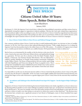 Citizens United After 10 Years: More Speech, Better Democracy