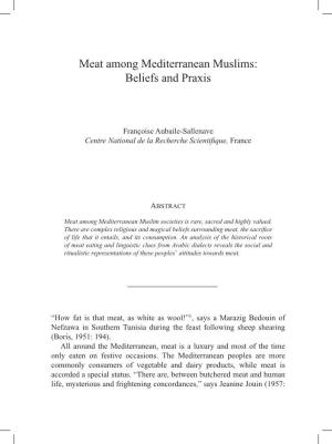 Meat Among Mediterranean Muslims: Beliefs and Praxis