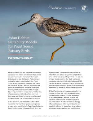 Avian Habitat Suitability Models for Puget Sound Estuary Birds