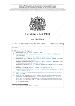 Limitation Act 1980