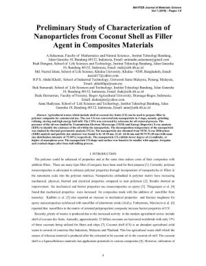 Preliminary Study of Characterization of Nanoparticles from Coconut Shell As Filler Agent in Composites Materials