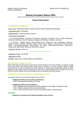 Réseau Européen Natura 2000 (Directive Européenne 92/43/CEE Concernant Les Habitats Naturels, La Faune Et La Flore Sauvage)