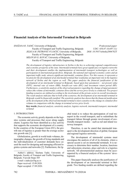 Financial Analysis of the Intermodal Terminal in Belgrade