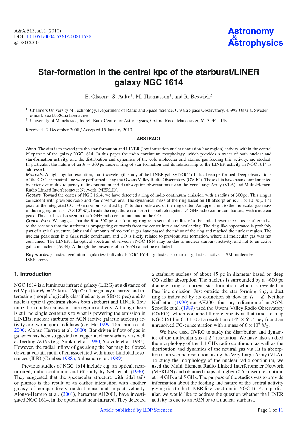 Star-Formation in the Central Kpc of the Starburst/LINER Galaxy NGC 1614