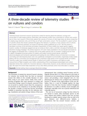 A Three-Decade Review of Telemetry Studies on Vultures and Condors Pablo A