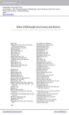 Index of Edinburgh Street Names and Districts