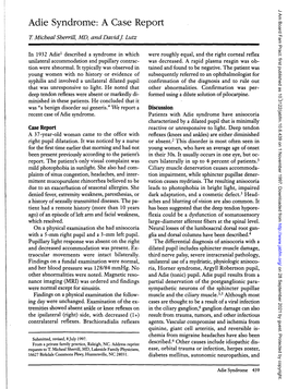 Adie Syndrome: a Case Report