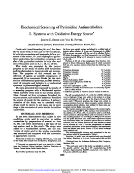 Biochemical Screening of Pyrimidine Antimetabolites I