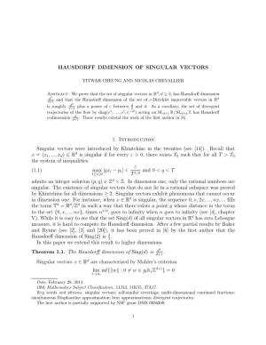 Hausdorff Dimension of Singular Vectors