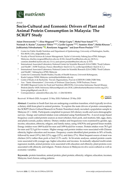 Socio-Cultural and Economic Drivers of Plant and Animal Protein Consumption in Malaysia: the Script Study