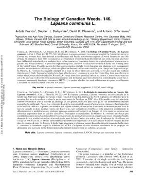 The Biology of Canadian Weeds. 146. Lapsana Communis L