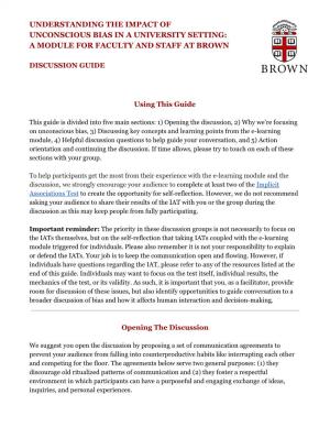 Understanding the Impact of Unconscious Bias in a University Setting: a Module for Faculty and Staff at Brown
