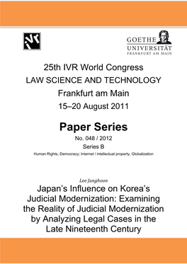 Japan's Influence on Korea's Judicial Modernization: Examining The
