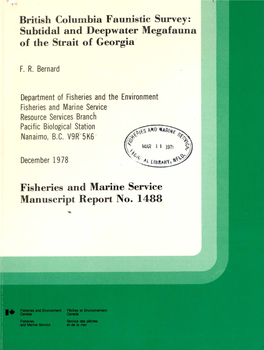 British Columbia Faunistic Survey: Subtidal and Deepwater Megafauna of the Strait of Georgia