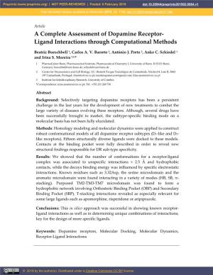 A Complete Assessment of Dopamine Receptor- Ligand Interactions Through Computational Methods