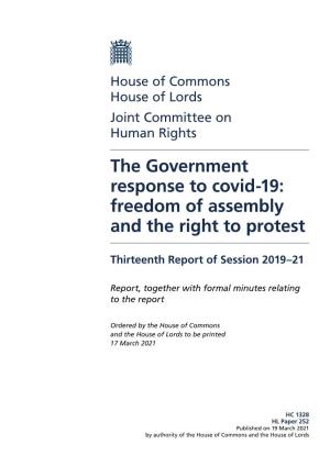 The Government Response to Covid-19: Freedom of Assembly and the Right to Protest