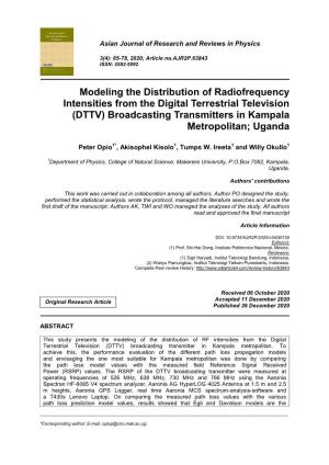 Broadcasting Transmitters in Kampala Metropolitan; Uganda