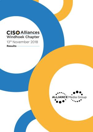 CISO Alliances Windhoek 2018 Results