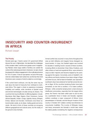 INSECURITY and COUNTER-INSURGENCY in AFRICA Richard Joseph