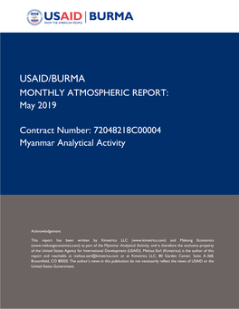 USAID/BURMA MONTHLY ATMOSPHERIC REPORT: May 2019