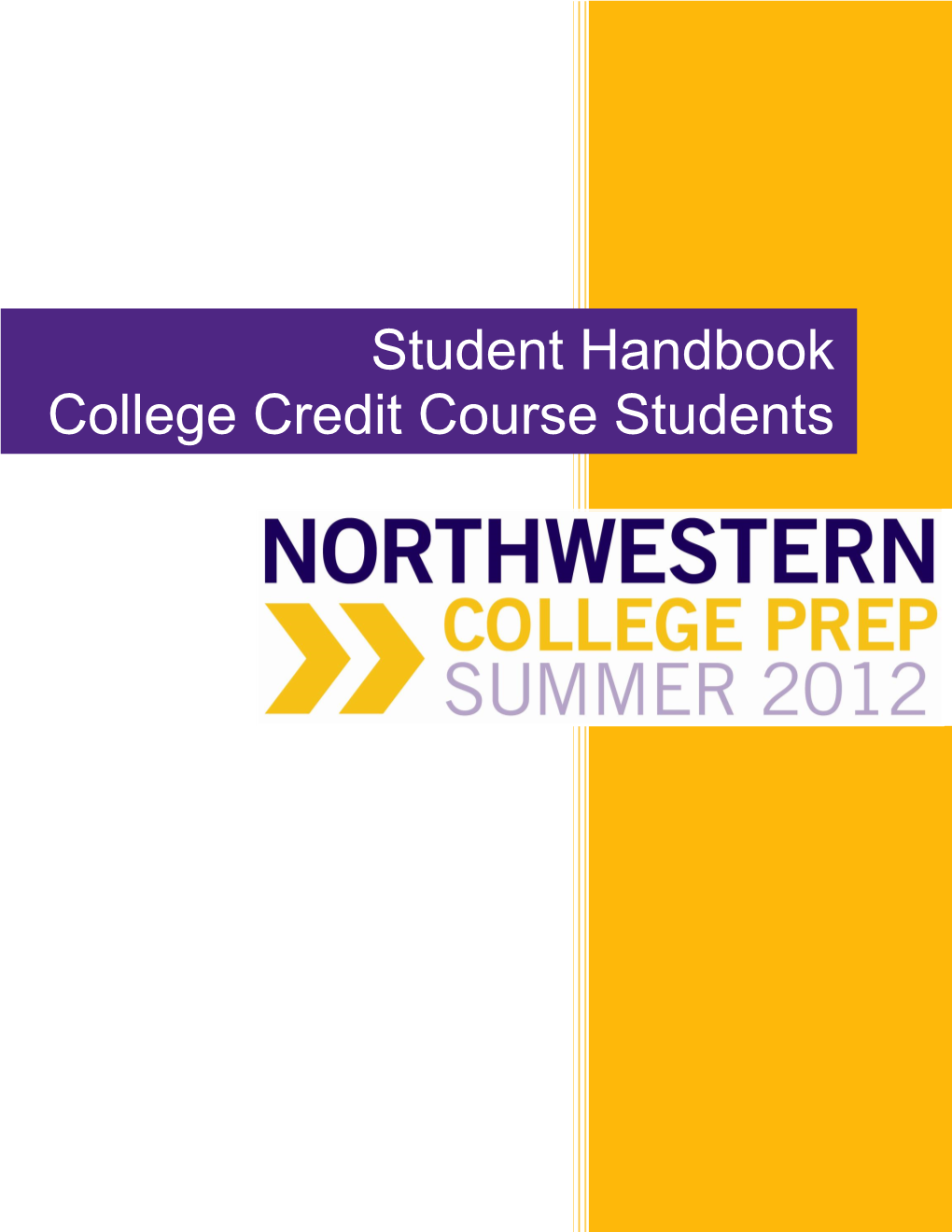 Student Handbook College Credit Course Students