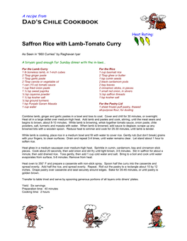Saffron Rice with Lamb-Tomato Curry
