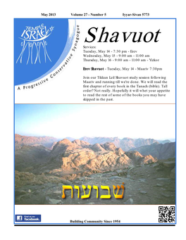 May 2013 Volume 27 - Number 5 Iyyar-Sivan 5773