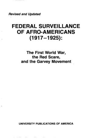 Federal Surveillance of Afro-Americans (1917-1925)