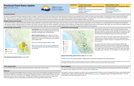 Provincial Flood Status Update