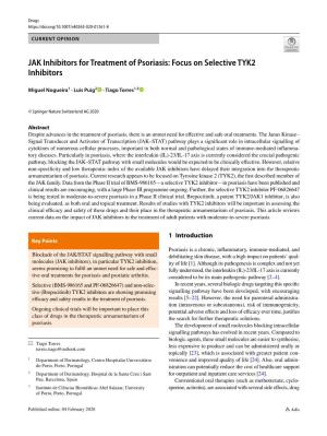 JAK Inhibitors for Treatment of Psoriasis: Focus on Selective TYK2 Inhibitors