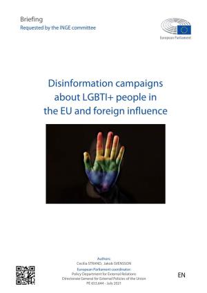 Disinformation Campaigns About LGBTI+ People in the EU and Foreign Influence