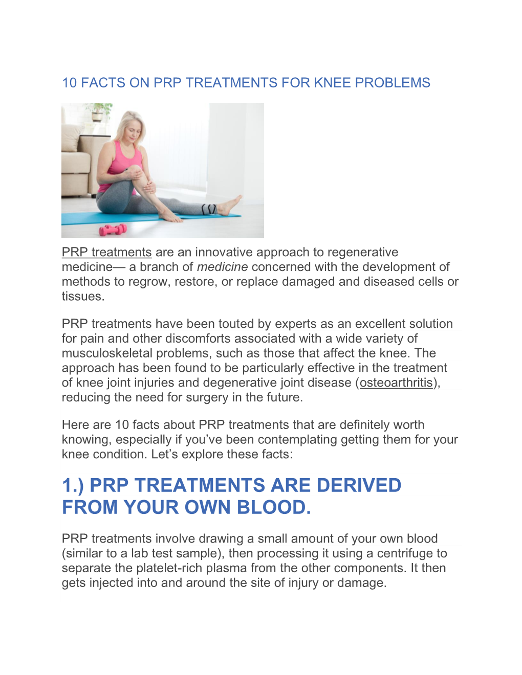 10 Facts on Prp Treatments for Knee Problems