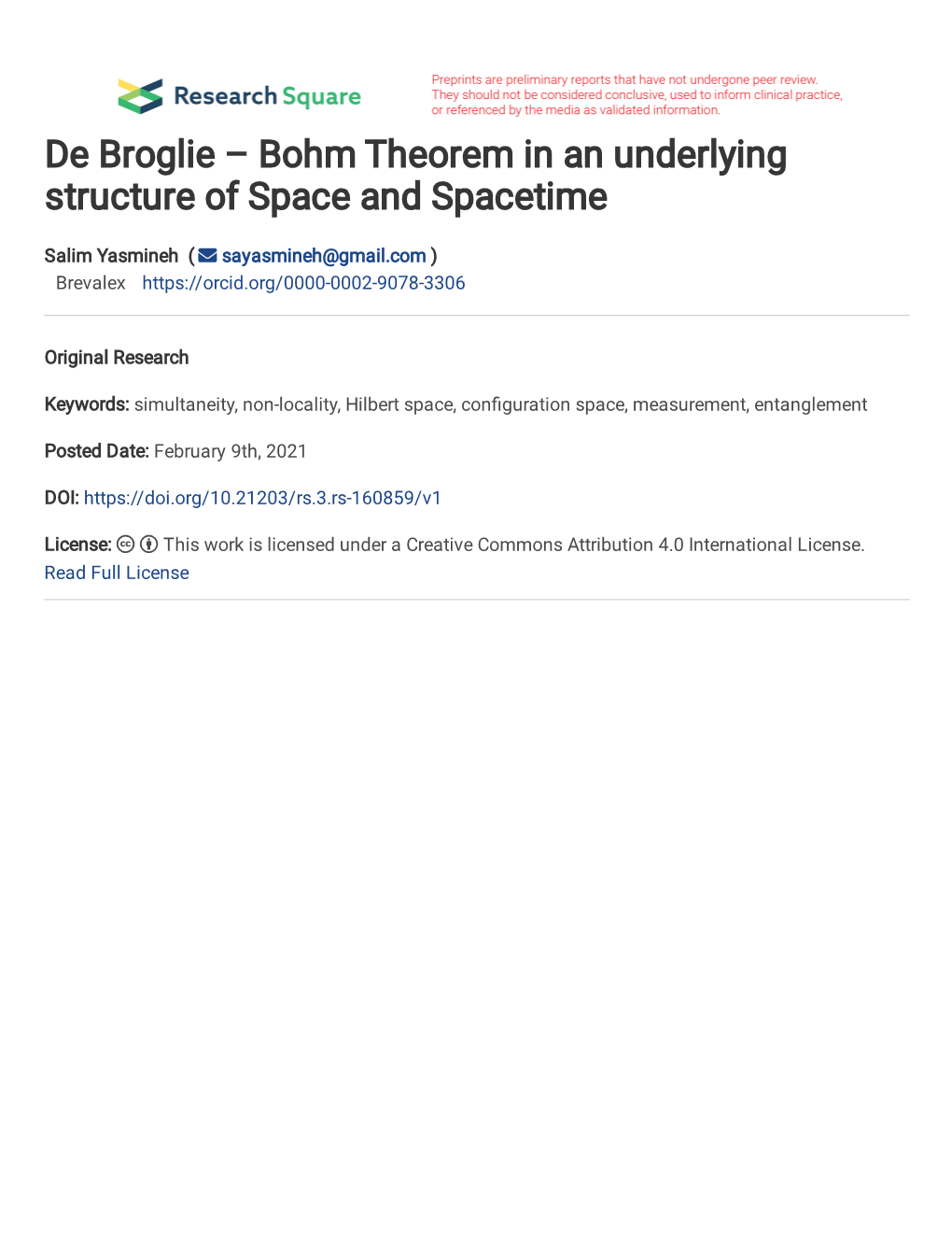 1 De Broglie – Bohm Theorem in an Underlying Structure of Space And