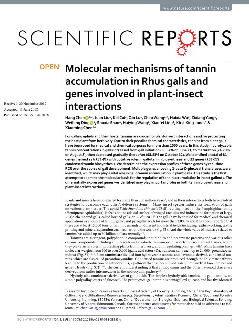 Molecular Mechanisms of Tannin Accumulation in Rhus Galls And