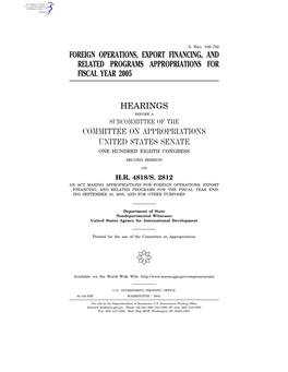 Foreign Operations, Export Financing, and Related Programs Appropriations for Fiscal Year 2005