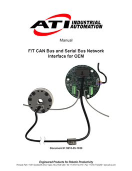 F/T CAN Bus and Serial Bus Network Interface for OEM Manual