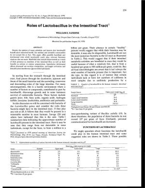 Roles of Lactobacillus in the Intestinal Tract
