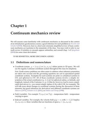 Chapter 1 Continuum Mechanics Review