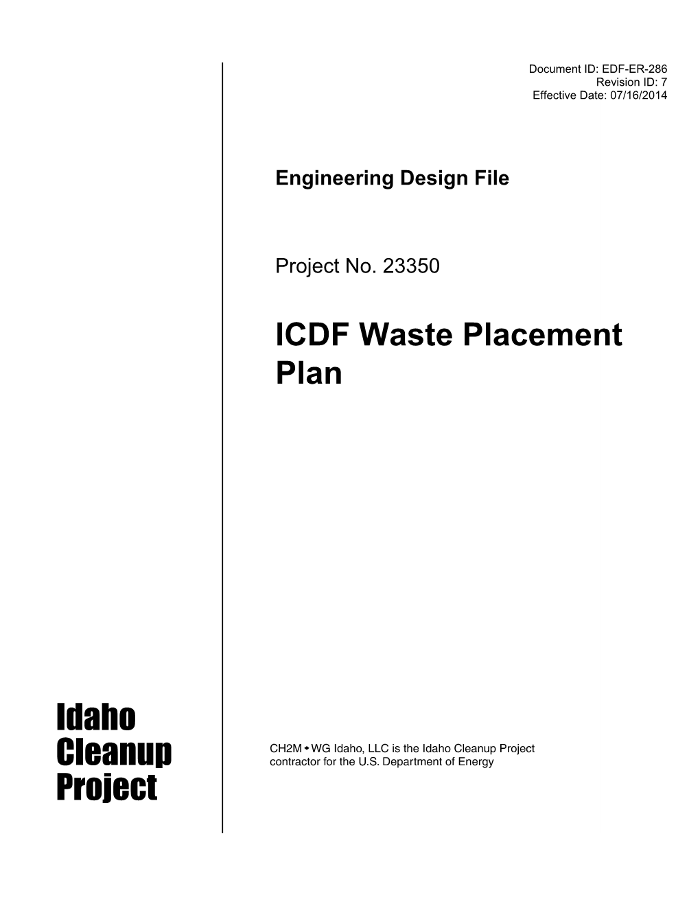 ICDF Waste Placement Plan