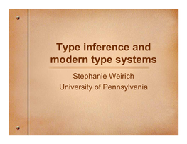 Type Inference and Modern Type Systems
