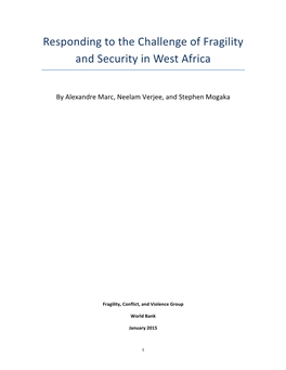 Responding to the Challenge of Fragility and Security in West Africa