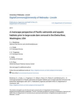 A Riverscape Perspective of Pacific Salmonids and Aquatic Habitats Prior to Large-Scale Dam Removal in the Elwha River, Washington, USA