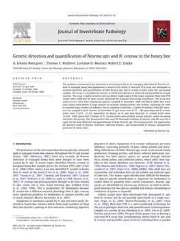 Genetic Detection and Quantification of Nosema Apis and N. Ceranae In