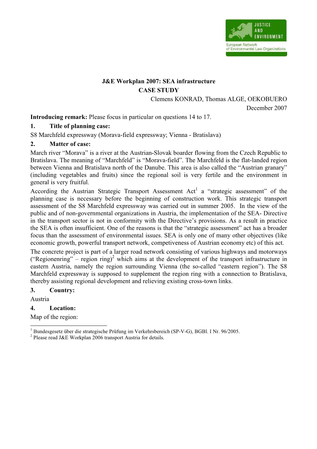 SEA WP07 Austria Case Study/03.06.2009/Page 2/17