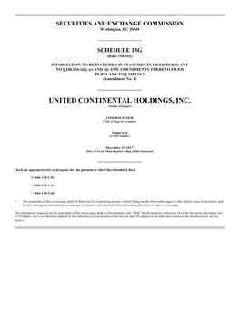 UNITED CONTINENTAL HOLDINGS, INC. (Name of Issuer)